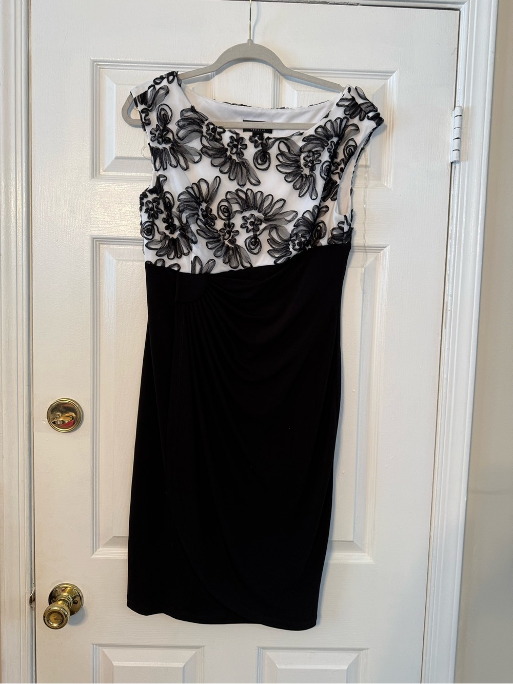 connected apparel Black and White Floral Lace Midi Dress